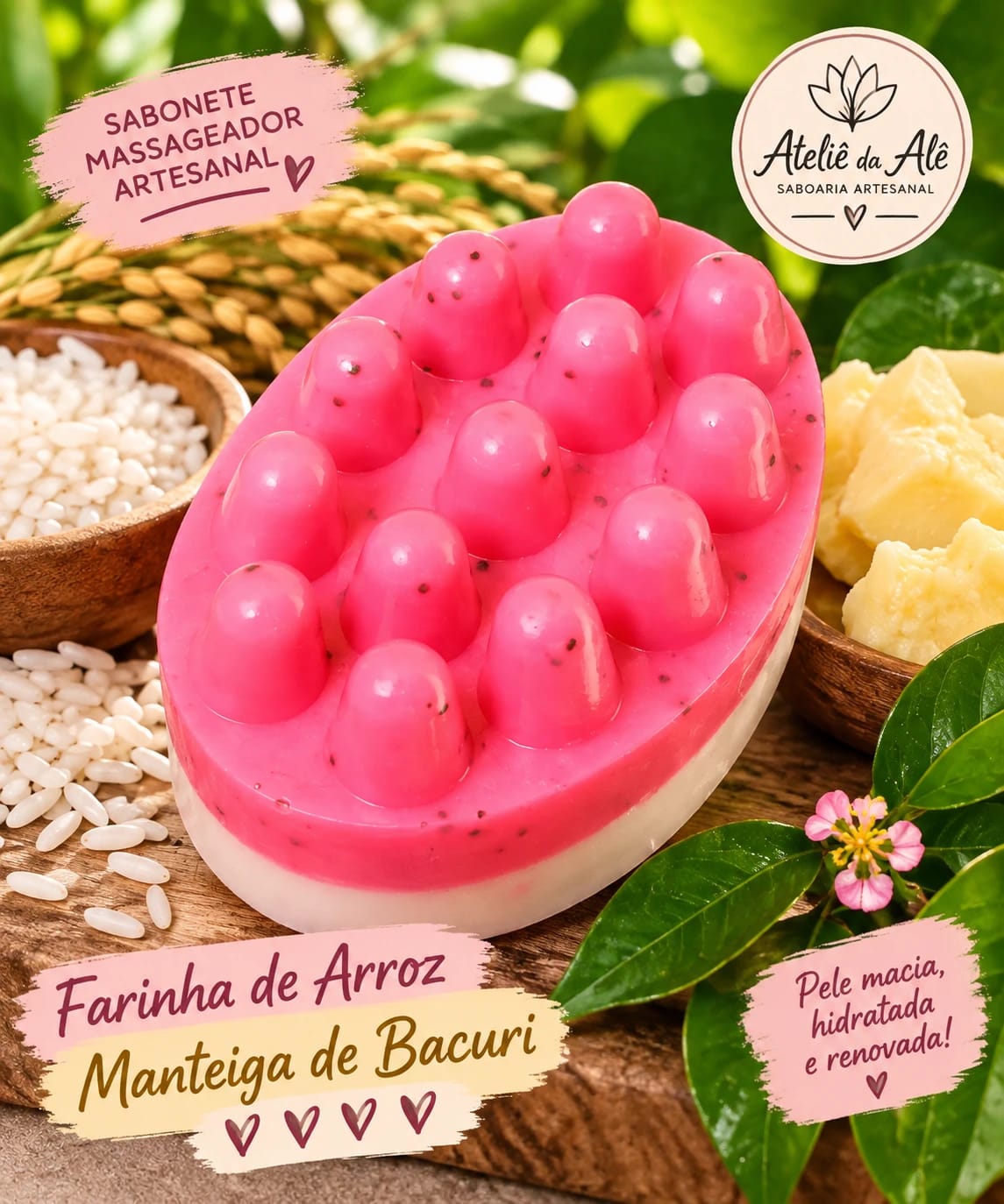 Sabonete Esfoliante Massageador Farinha de Arroz e Manteiga de Bacuri - Foto 1